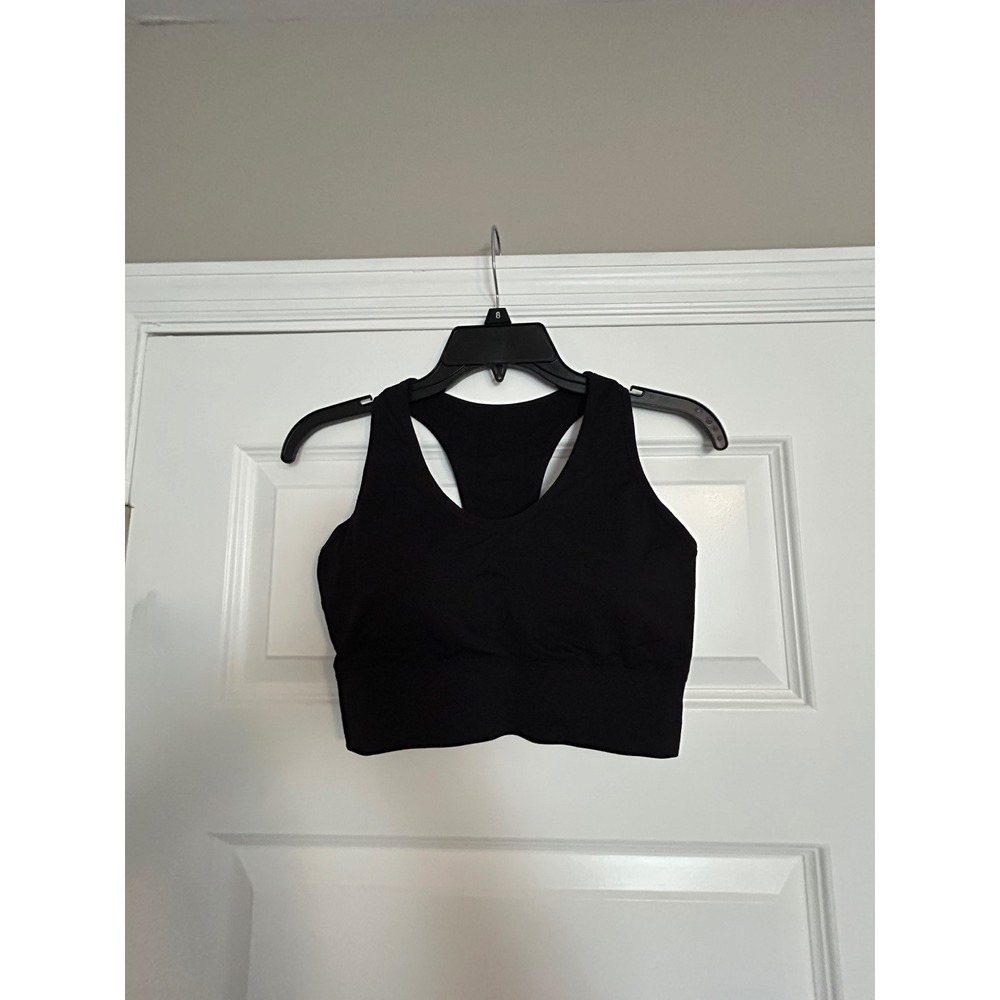 Pro-Fit Seamless Sports Bra Black Strappy Cage Racerback Large